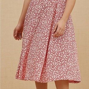 Torrid Pink and White Floral Scuba Knit MIDI Dress Size 1X 14/16